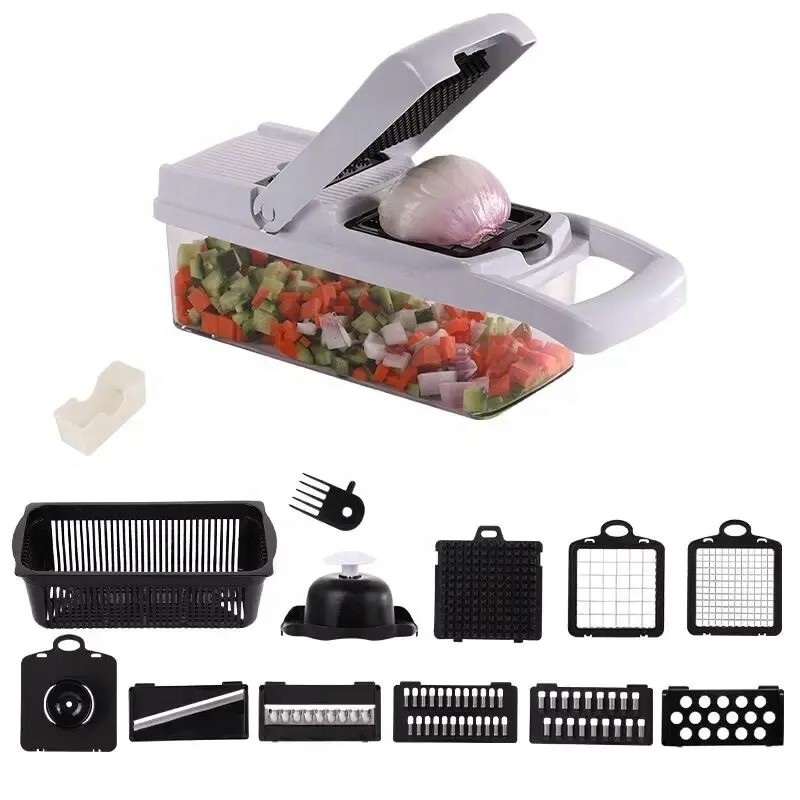 Hot selling Good quality manual food chopper Vegetable cutter machine 12 in 1 Vegetable Chopper smart kitchen tools gadgets