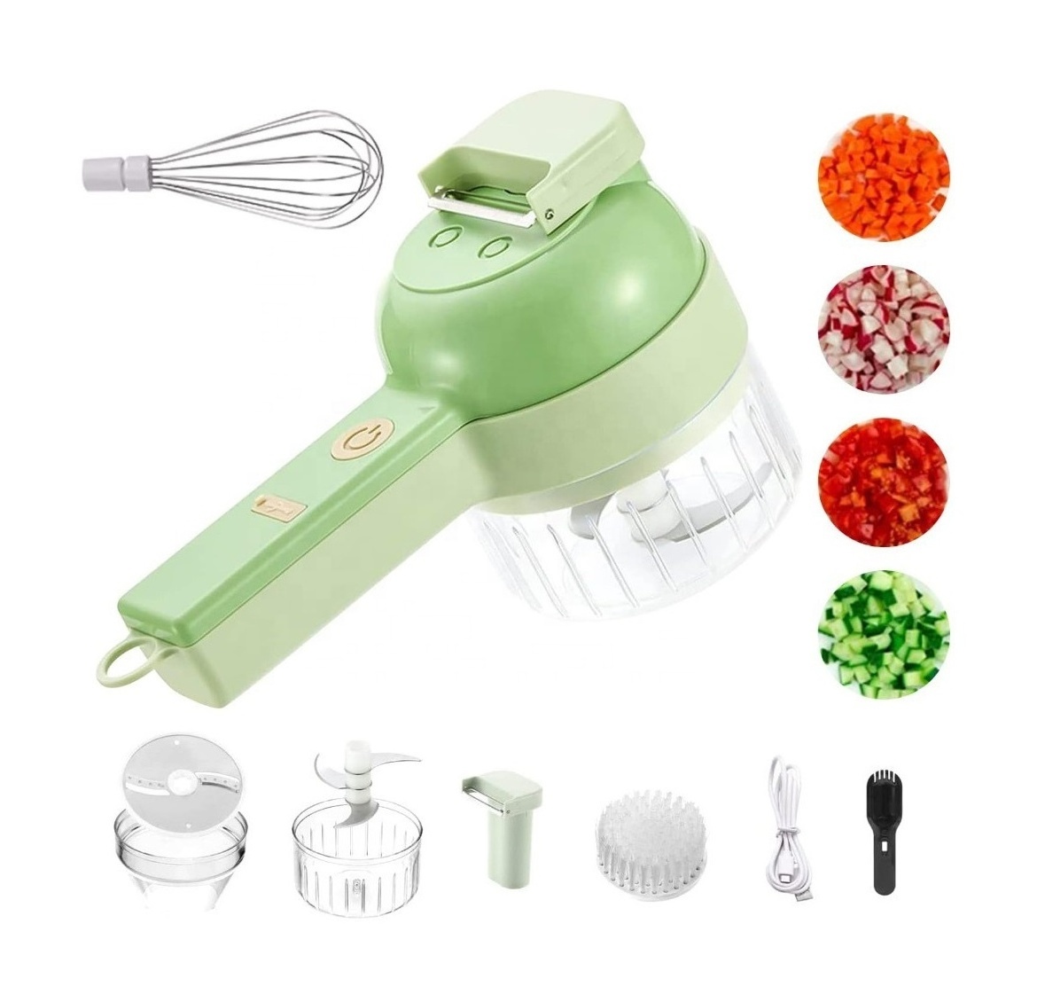 4 in 1 Portable Electric Vegetable Cutter Set Rechargeable Vegetable Slicer Wireless Vegetable Cutter