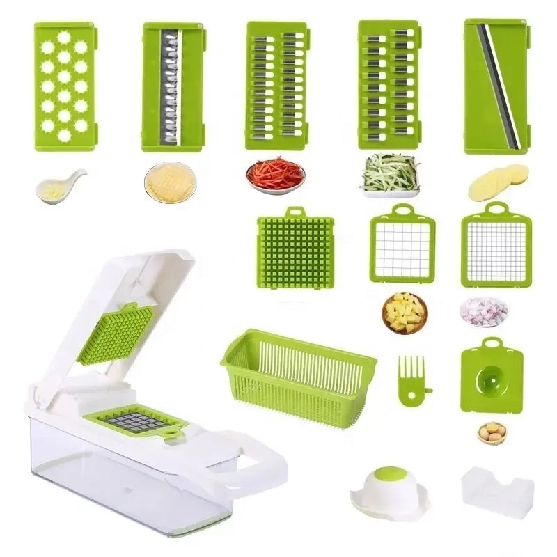 Hot selling Good quality manual food chopper Vegetable cutter machine 12 in 1 Vegetable Chopper smart kitchen tools gadgets