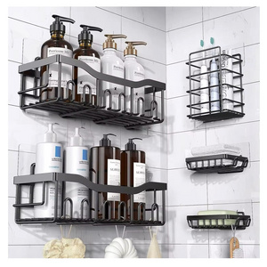 Best Sale Bathroom Storage Shelves Sets Adhesive Shower Caddy 5 Pack Rustproof Stainless Steel Bathroom Organizers Accessories