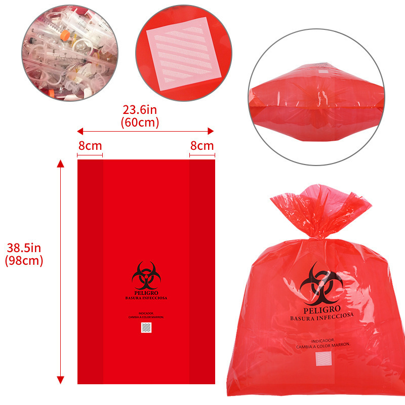 LDPE or HDPE Thicken Medical Garbage Bag Flat opening  Hospital Biohazard Supplies Medicals Garbage Pouch Waste Disposal Bag