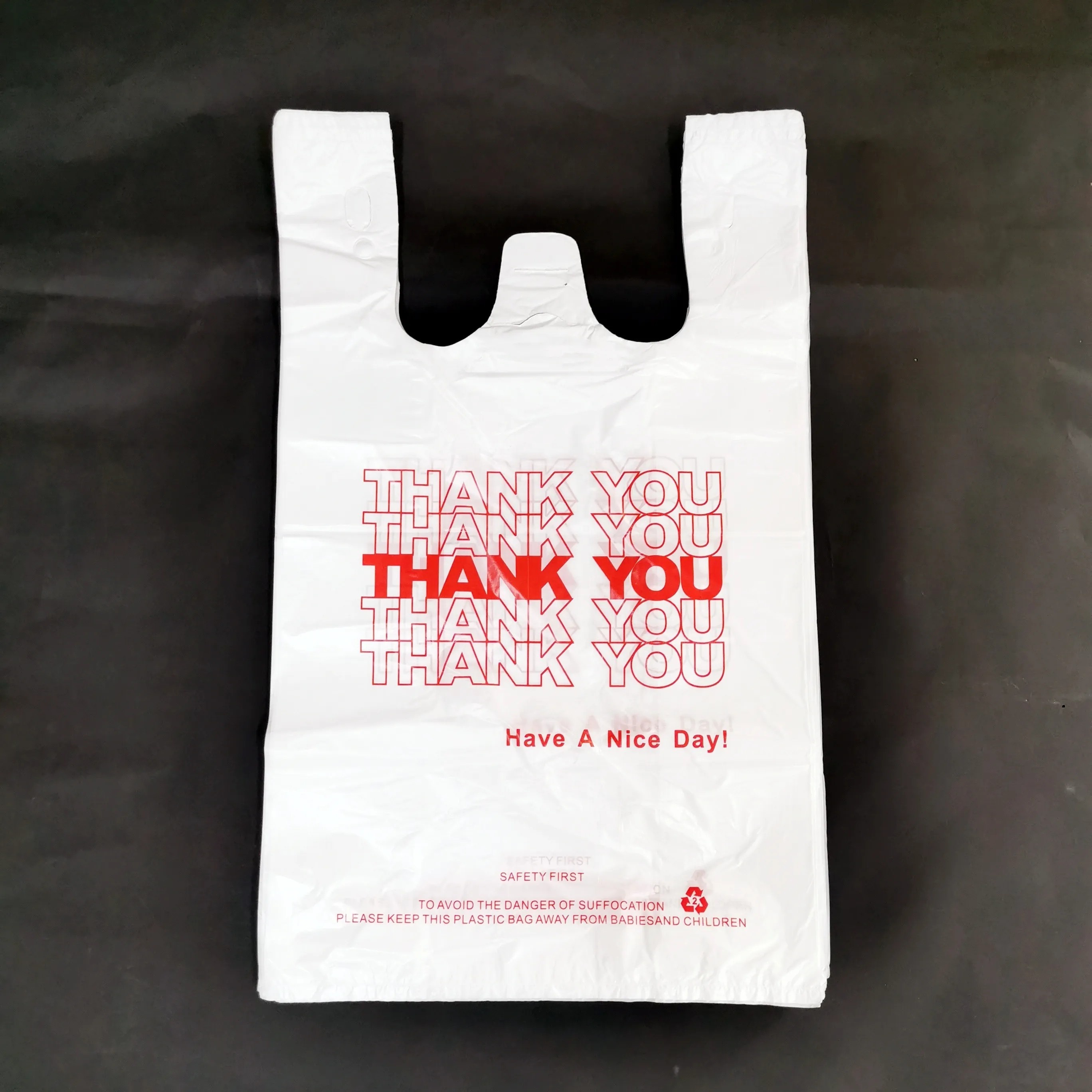 Disposable plastic HDPE/LDPE t-shirt Carrier Shopping Polythene bag Supermarket grocery retail sack