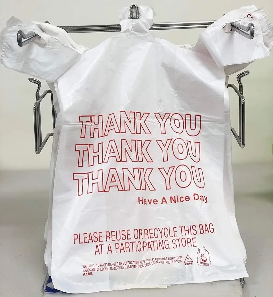 Disposable plastic HDPE/LDPE t-shirt Carrier Shopping Polythene bag Supermarket grocery retail sack