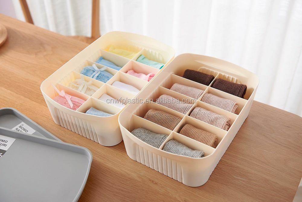 Plastic Home Drawer for Underwear Thin Ties storage Socks belt Closet Organizers Dividers Storage 10 Cell with lid