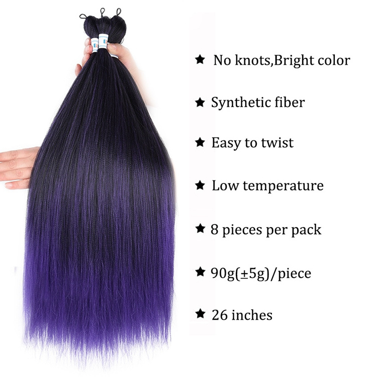 Xuchang Harmony Hair 26inch 90 grams low temperature hot water seal end yaki pony pre stretched braiding hair private label