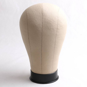 21"-25" Wig Display Styling Mannequin Head Block Head Beige Color Stand with Mount Hole Cork Inside Canvas for Displays