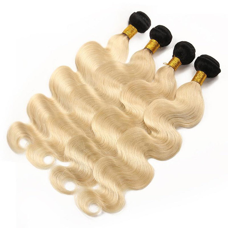 Ombre Blonde Hair Weaves Bundles 1B/613 Ombre Human Hair Extensions