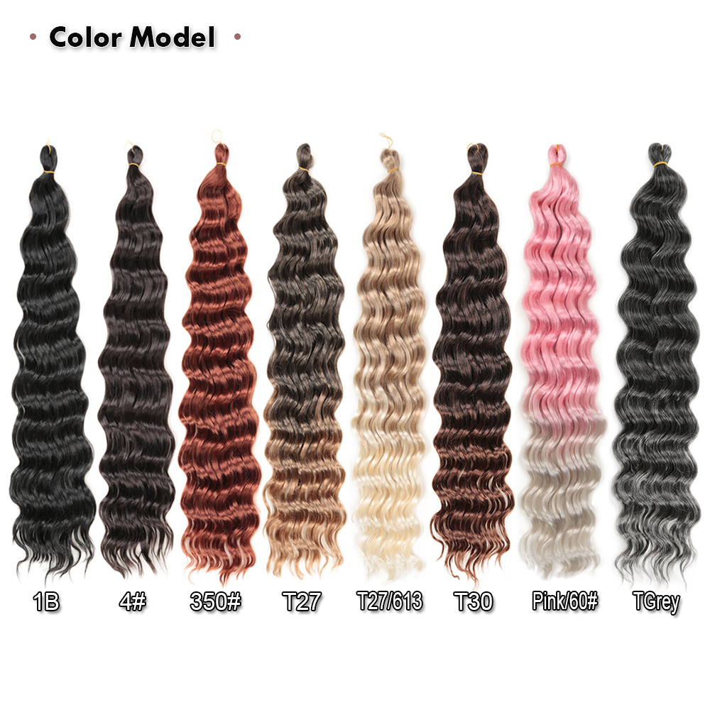 Wholesale Synthetic Water Curl Crochet Braids Hair Bulk Extensions Deep Wave Twist Ombre Synthetic Curly Braiding Hair