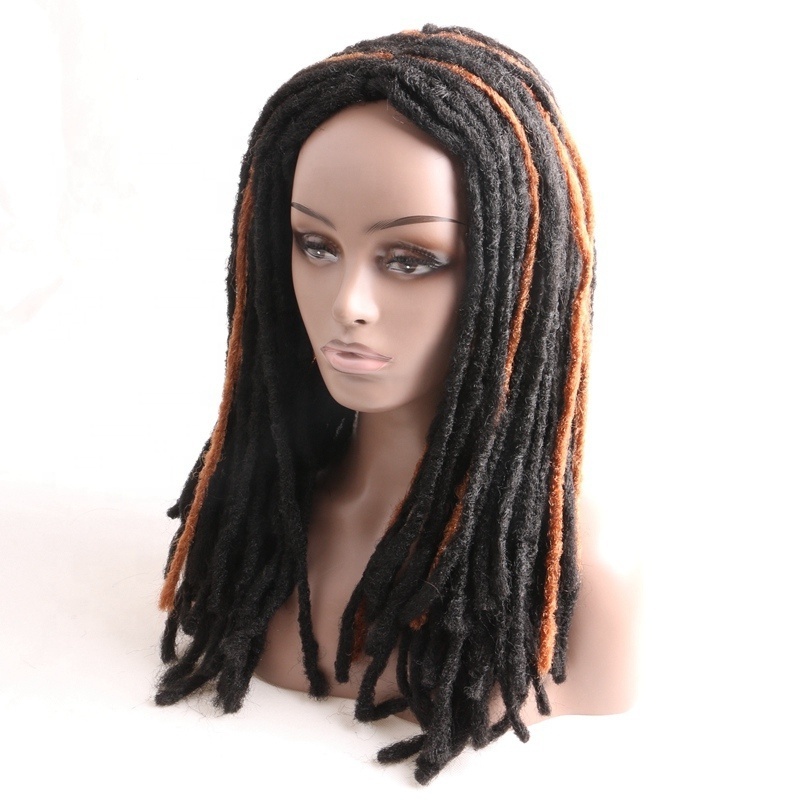 Harmony Hair 18inch Dreadlocks Synthetic Wigs for Men Dreadlock Wig Women None Lace Wigs for Black Low Temperature Synthetic