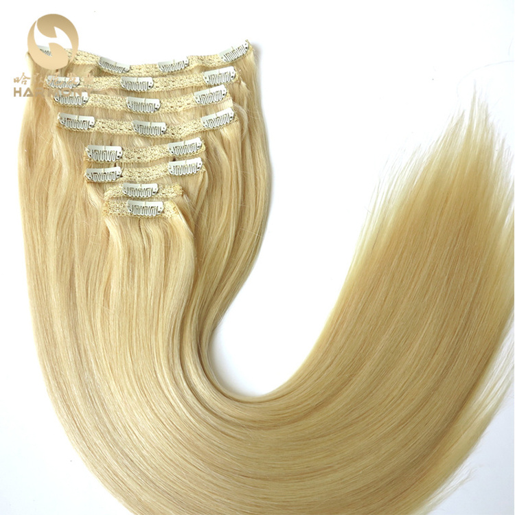 Quality virgin human clip in hair 100g 220g 260g Double drawn clip in hair extensions for black women