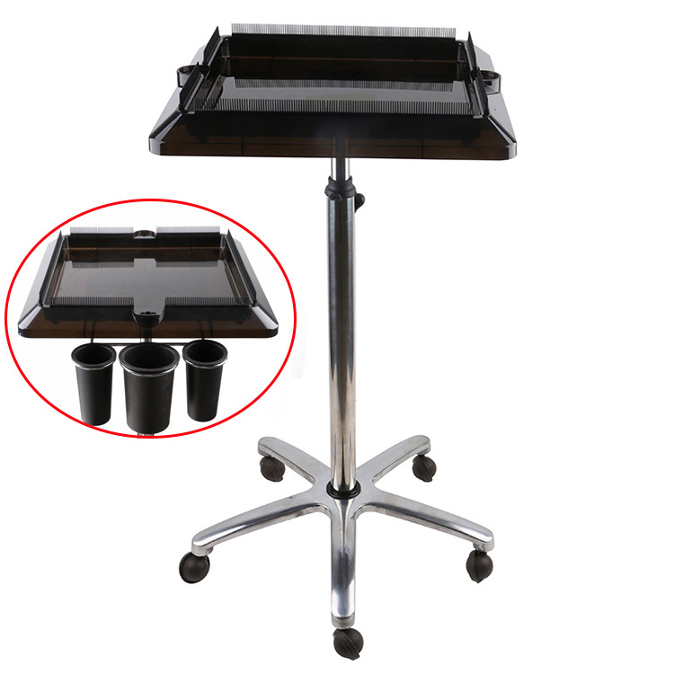 Beauty Salon Trolley Movable Hairdressing Hair Extension Tools Trolley with 3 barrels Hair Salon Bracket Cart Trolley