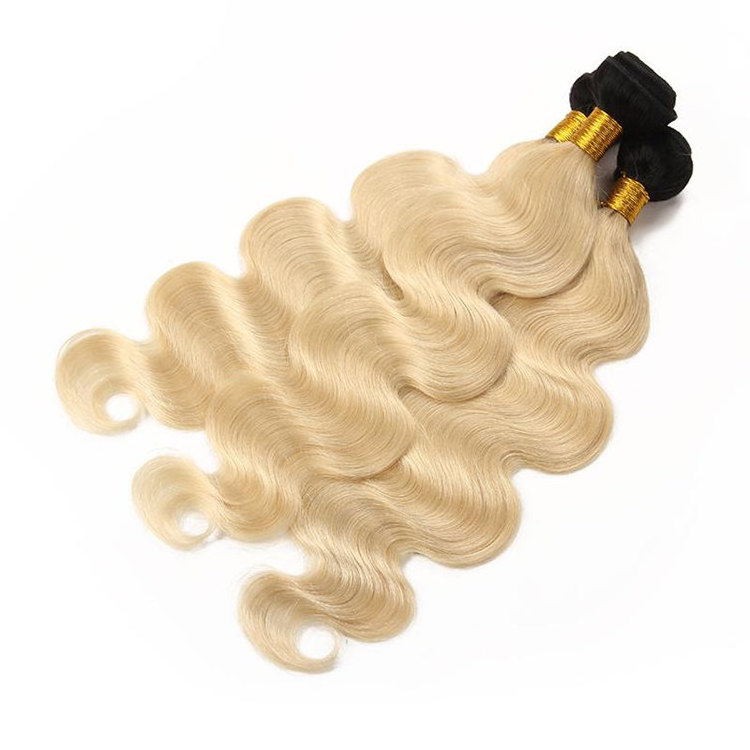 Ombre Blonde Hair Weaves Bundles 1B/613 Ombre Human Hair Extensions