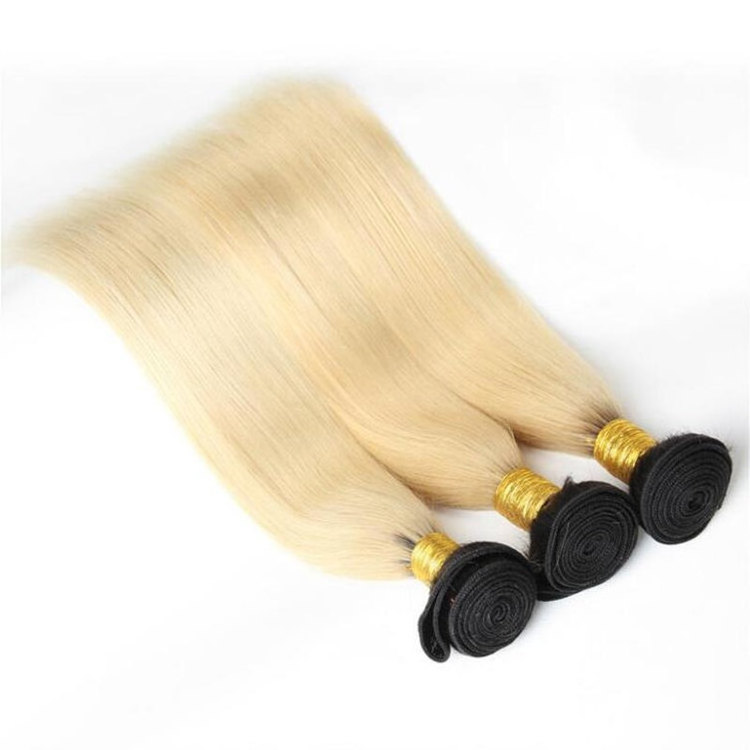 Ombre Blonde Hair Weaves Bundles 1B/613 Ombre Human Hair Extensions