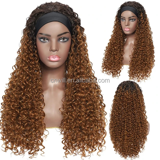 Wholesale price Kinky headband wigs Curly Synthetic hair wig For Black Women