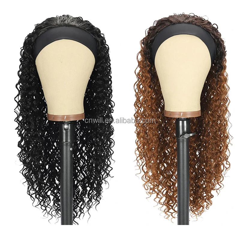 Wholesale price Kinky headband wigs Curly Synthetic hair wig For Black Women