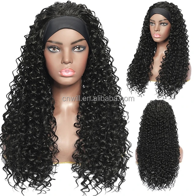 Wholesale price Kinky headband wigs Curly Synthetic hair wig For Black Women