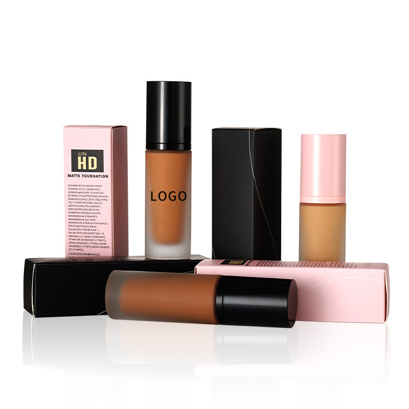 Wholesale Cosmetic Matte Makeup Foundation for Black Women Waterproof Private Label Custom Logo Pink HD Make Up Foundation