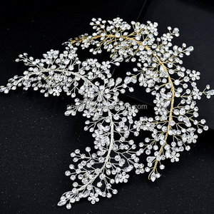 Handmade BlingBling Crystal Bridal Patches Clear Bodice Rhinestone Flower Applique Dresses Sewing On Decoration