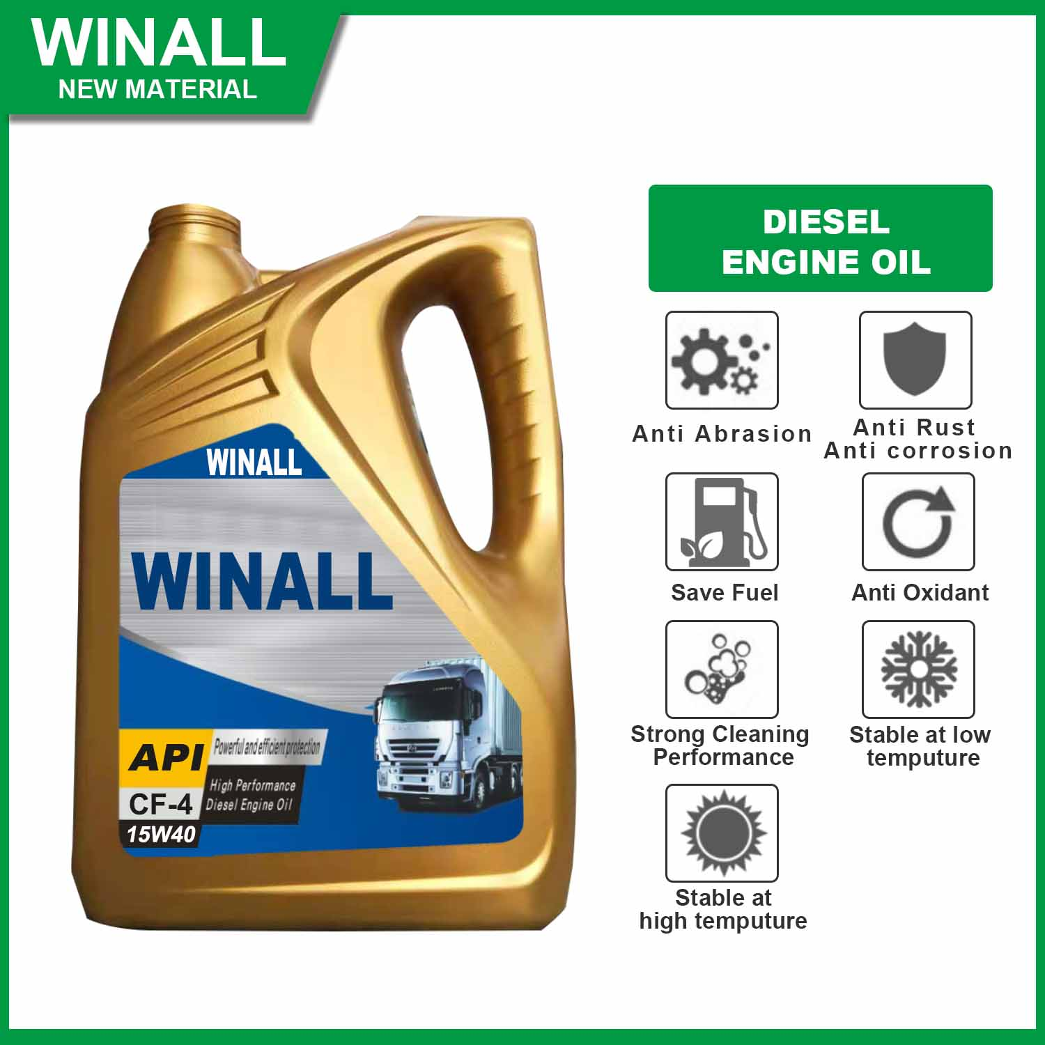 New Base Oil and High Quality Additives Synthetic Diesel Engine Oil CD-4 15W40 5 Litre Bottle Packaging