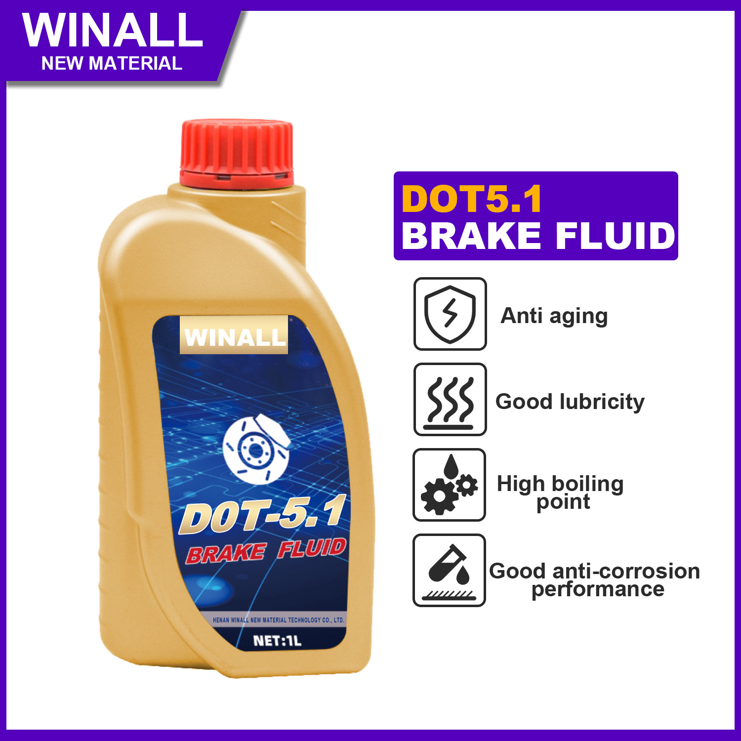 800ml/1L hardcover made in China DOT 5.1 brake fluid