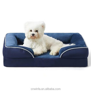 custom washable orthopedic memory foam anti slip bottom pet bed  dog couch  with removable cover