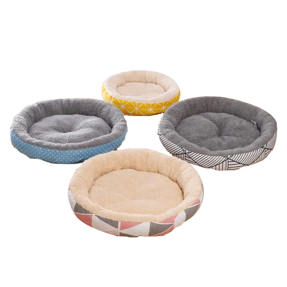 China Cute Modern Round Designer Canvas Cheap Pet Bed Supplies Dog Bed