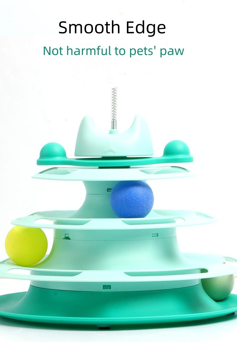 high quality  fun puzzle 4 tier cat tower ball toy pet toy with cat wand