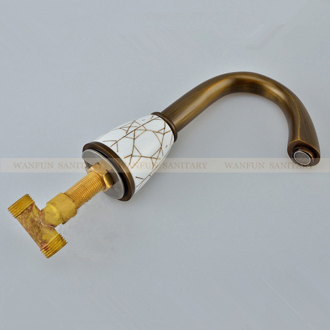 338 Made in china two handle lavatory traditional tap 3 holes basin faucet antique brass bathroom faucet antique 3 hole faucet