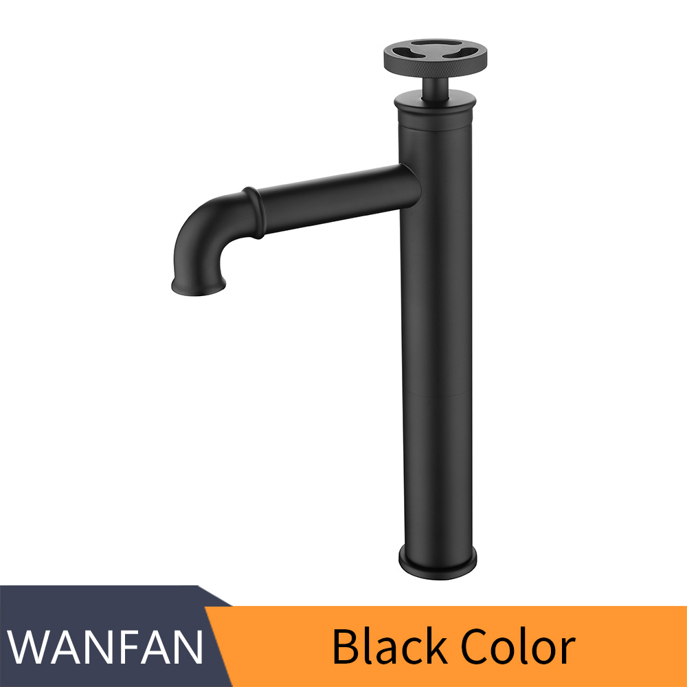 F20A03 WANFAN Single Hole Retro Industrial Style Brass Basin Sink Faucet Deck Mount Cold Hot Water Mixer Gold  Basin Faucet