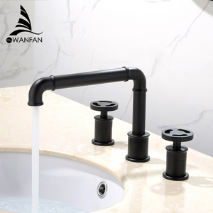 2A10 Luxury Bath basin Bathtub Tap Hot Cold Mixer Water Brass Black Double Handle Basin Faucets 3 pieces bathroom sink faucet