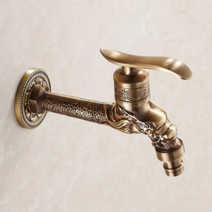 WANFAN 18669F High Quality Antique G1/2 Faucet Single Handle Brass Carved Dragon Bibcock Water Taps Washing Machine Faucets