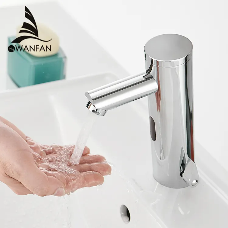 Hotel Touchless smart Faucet 1 Handle Brass Sink Infrared Sensor Mixers Tap Hot & Cold Bathroom Faucets Lavatory Basin Faucets