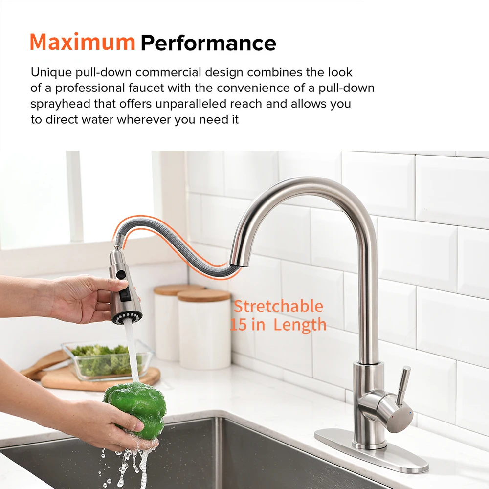 1068 Touchless Kitchen Faucets with 2 in 1 pull out spray Smart Mixer Water Tap Single Hole Single Handle grifo de coci