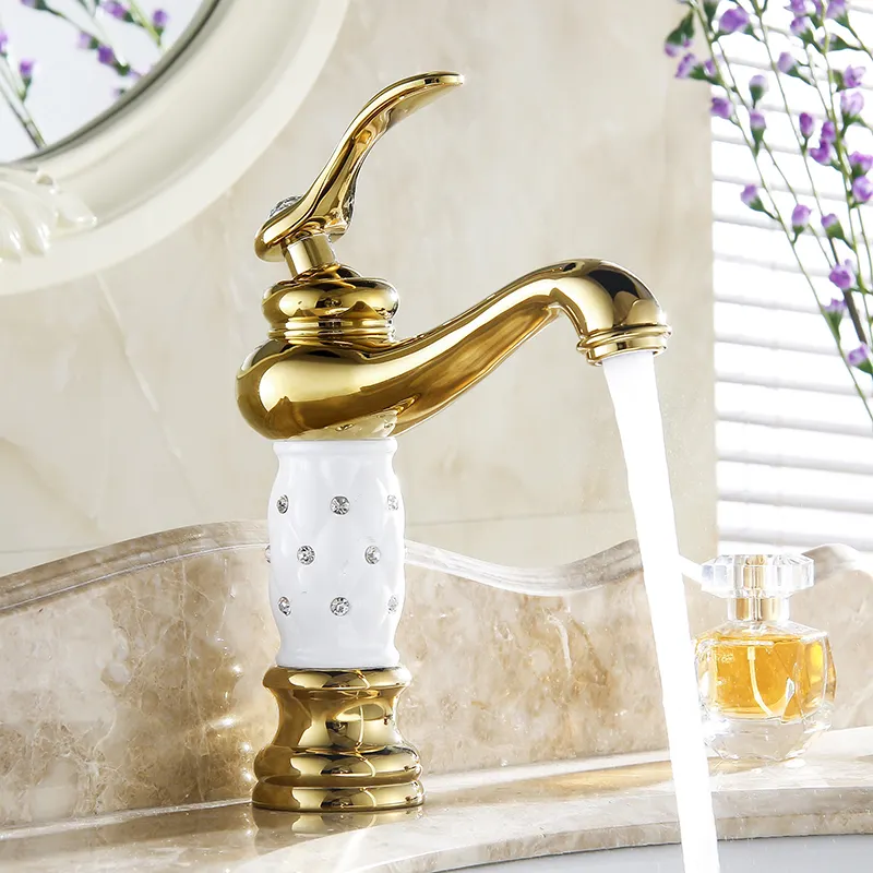 WANFAN 815 Hotel Creative Faucet Single Handle Brass Sink Mixers Tap with Crystal Hot&Cold Bathroom/Lavatory Basin Faucets