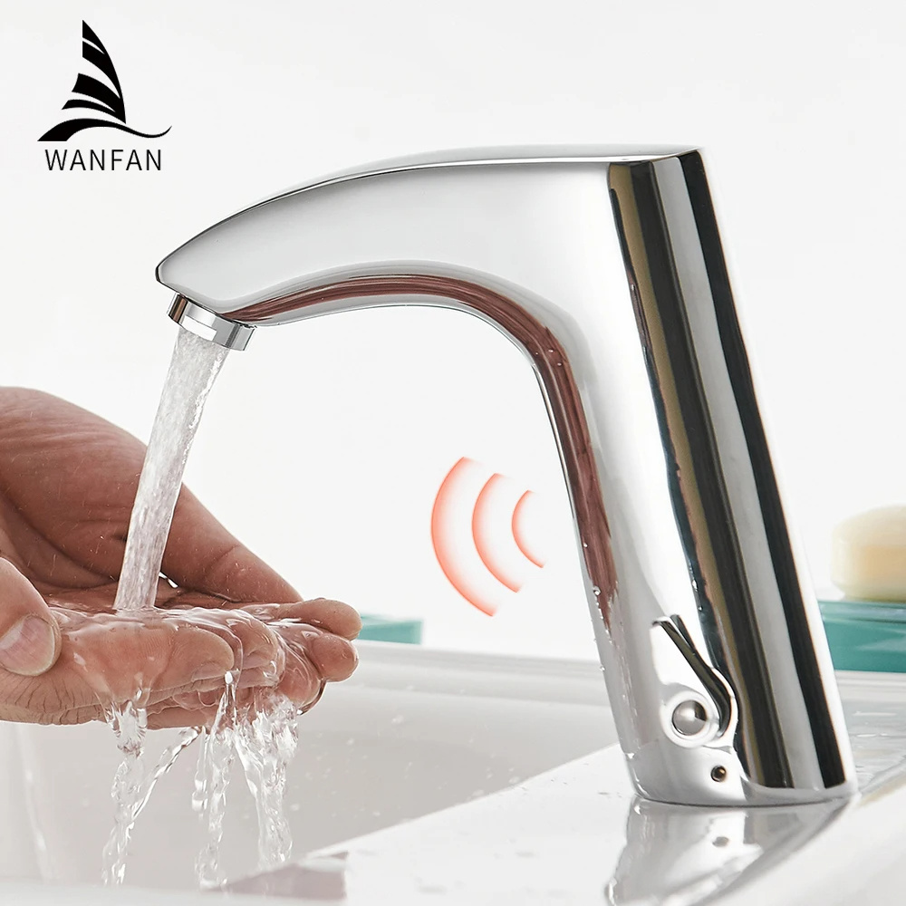 Sensor Smart Touchless Water Tap Bathroom Brass Faucet One Hole Wash Hand Basin Tap Automatic Water Mixer Cold&Hot Water Faucet