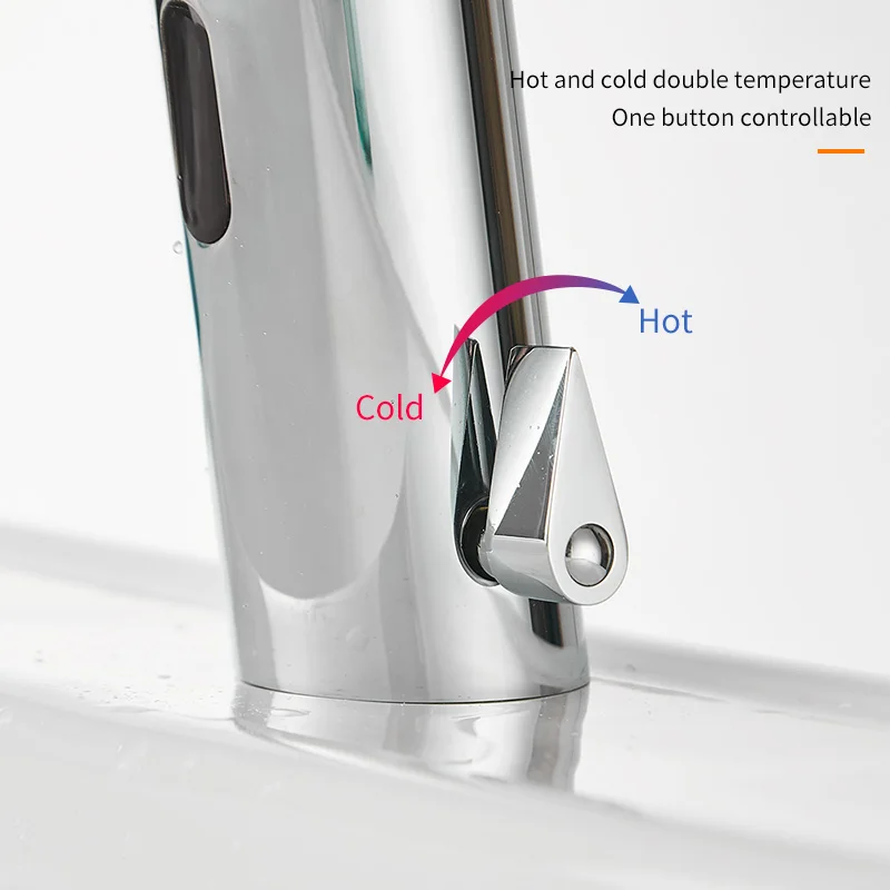 Sensor Smart Touchless Water Tap Bathroom Brass Faucet One Hole Wash Hand Basin Tap Automatic Water Mixer Cold&Hot Water Faucet