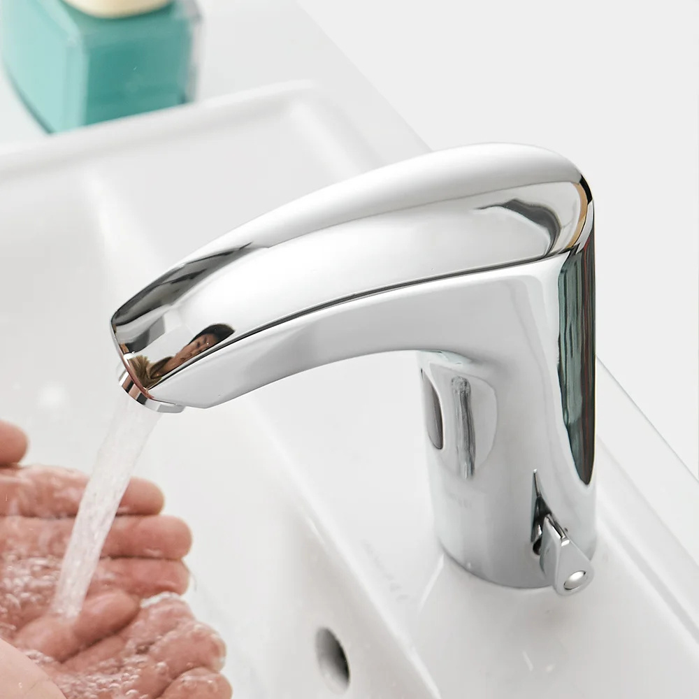 Sensor Smart Touchless Water Tap Bathroom Brass Faucet One Hole Wash Hand Basin Tap Automatic Water Mixer Cold&Hot Water Faucet