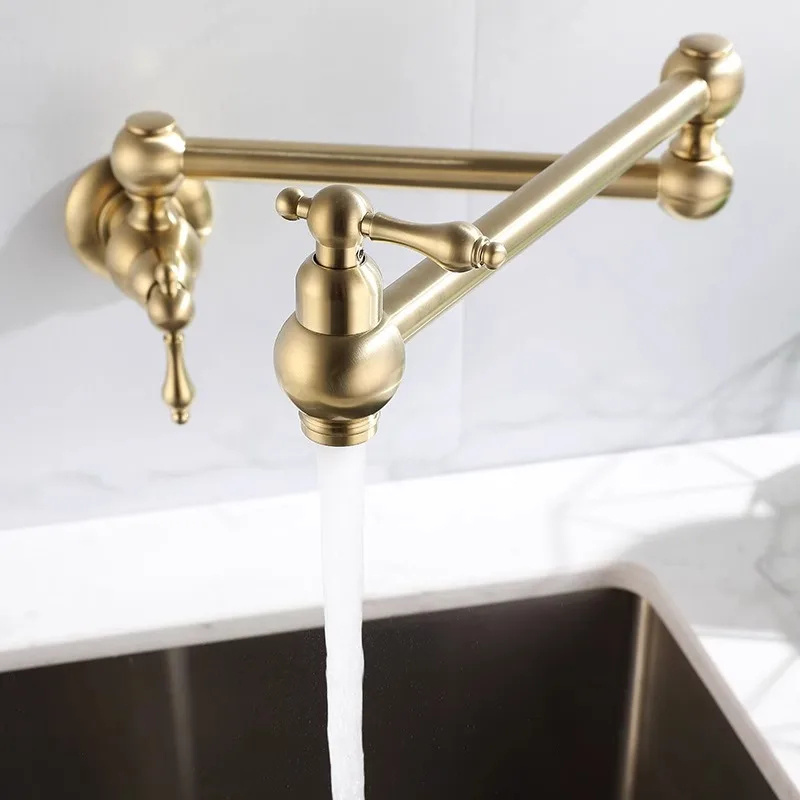 888002 Luxury Brass Gourmet Pot Filler Kitchen Faucet Wall Mounted 720 Rotating Flexible Water Saving Faucet Cold Faucet