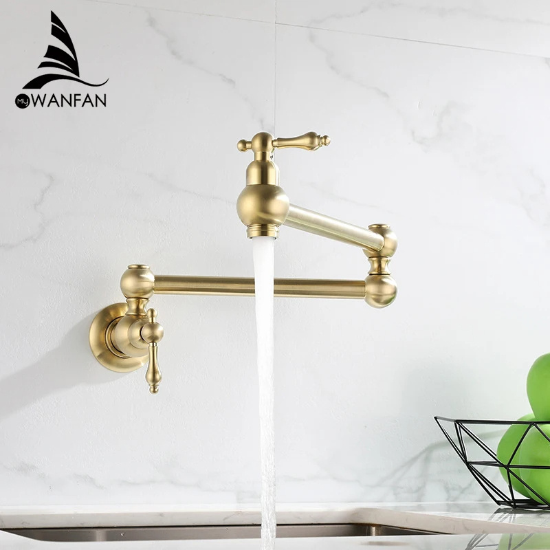 888002 Luxury Brass Gourmet Pot Filler Kitchen Faucet Wall Mounted 720 Rotating Flexible Water Saving Faucet Cold Faucet