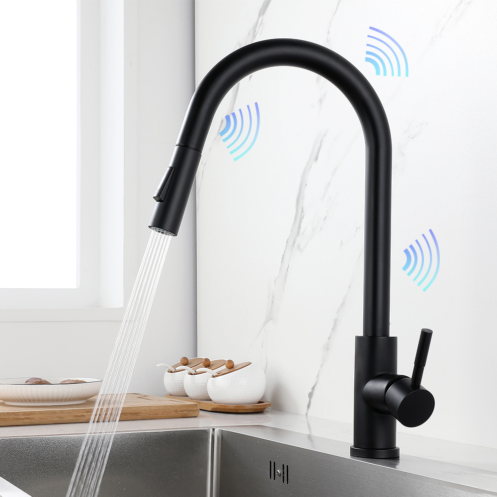 Luxury Brass Gourmet Pull Down Smart Touch Sensor Kitchen Faucet 2 Way Multifunctional Water Saving Faucet Hot Cold Mixers Tap