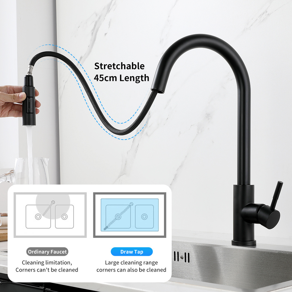 Luxury Brass Gourmet Pull Down Smart Touch Sensor Kitchen Faucet 2 Way Multifunctional Water Saving Faucet Hot Cold Mixers Tap