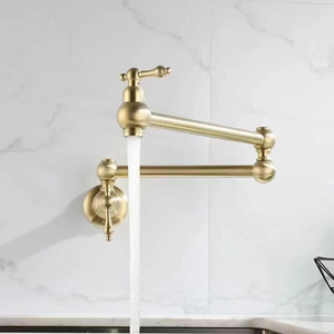 720 Degree Folding Brass Kitchen Taps Mixer Gold Cold Water Mixers Flexible Faucet Wall-mounted Kitchen Sink Faucet