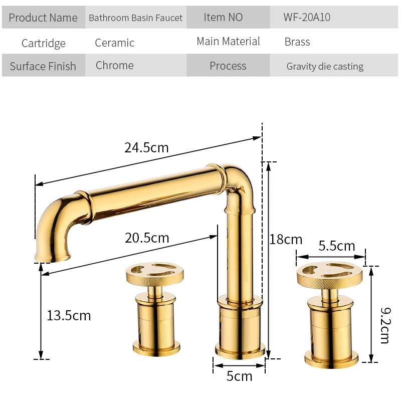 85535 Hotel Luxury Widespread Faucet Three Hole Two Handle Brass Sink Mixers Tap Hot Cold Bathroom Faucets Lavatory Basin Faucet