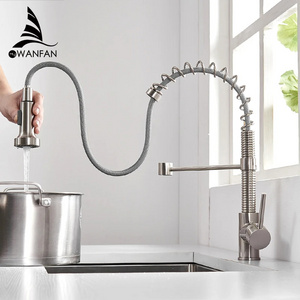 Gourmet Water Tap Black kitchen taps Water Mixer Faucet Kitchen sink faucet brass pull down out sprayer spring sink faucet