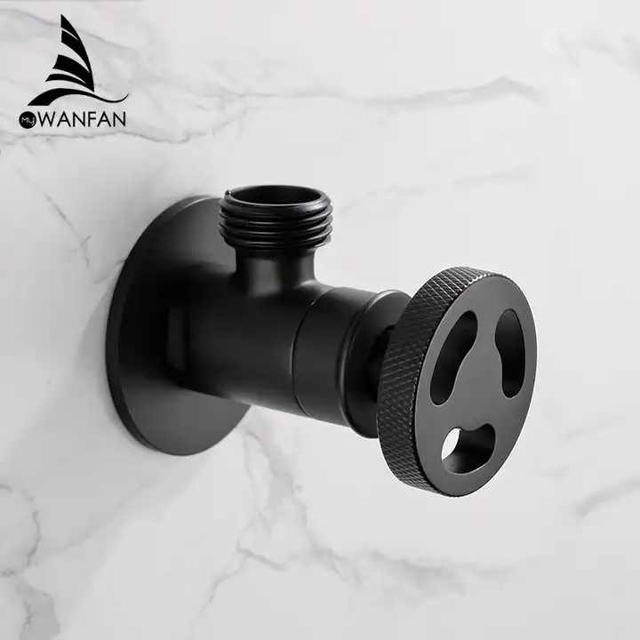 WANFAN Black Brass Angle Stop Valve Filling For Faucet and Toilet Triangle 1/2