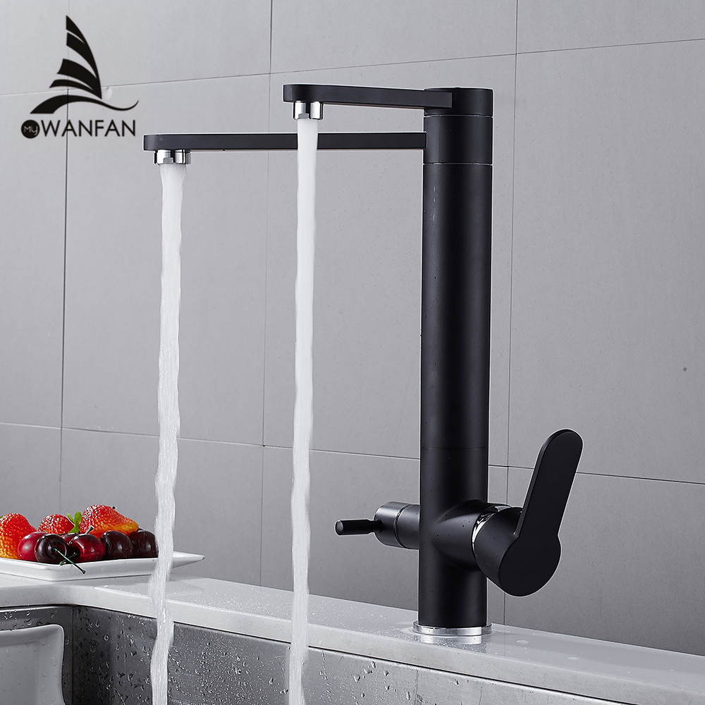 WANFAN Kitchen Sink Tap 0197 Black Purify Crane For Kitchen Deck Mounted Water Filter Mixer Purify Kitchen Faucet