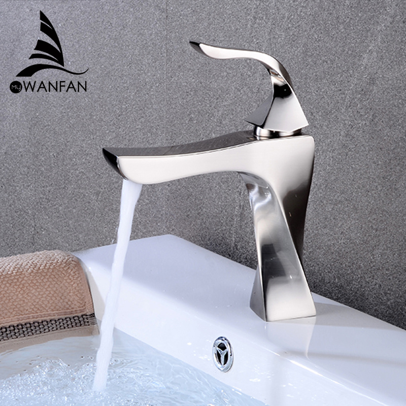 WANFAN Brass Basin Mixer Tap MKQ1-R Single Handle Black with Bronze Basin Sink Faucet