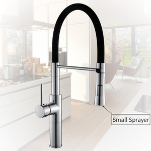 WANFAN LK-9910L-A Hot Selling Single Handle 360 Degree Rotate Black Brass Pull down kitchen faucet