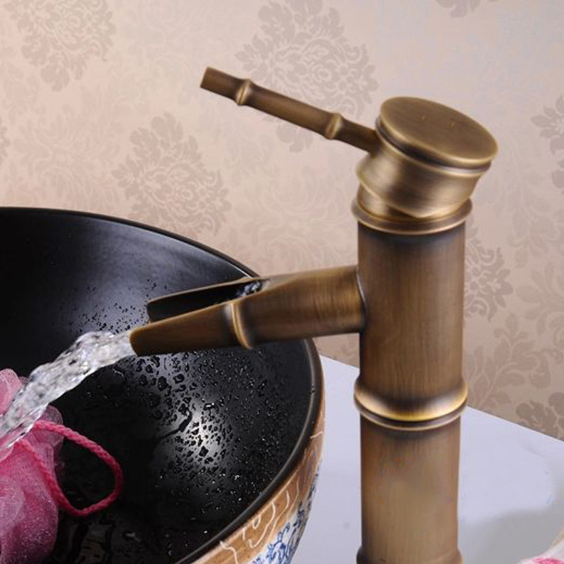 WANFAN Grifo Lavabo HJ-6660F Single Handle Brass Bamboo Shape Antique Basin Faucet