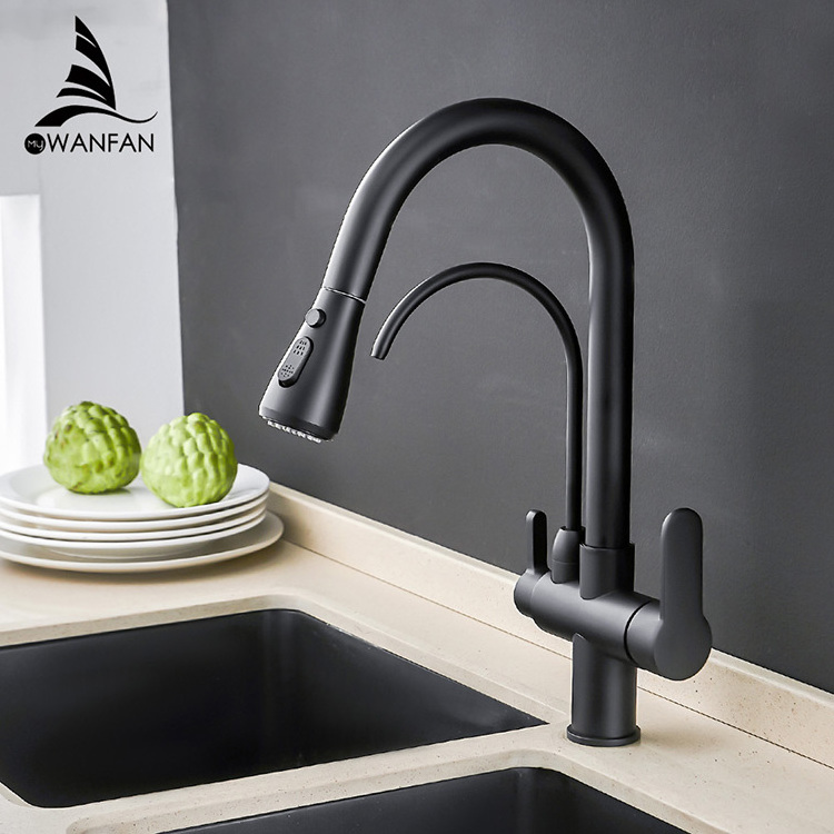 water filter faucet Pull Out faucet 3 Ways Filter Spray upc kitchen faucet matte black